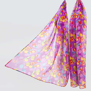 Scarves Bandanas: Purple Multi-Coloured Chiffon 'Balloon' Scarf