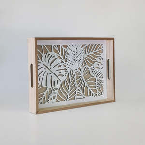 Trays Serveware: Mosaic Look Wooden Tray - Small