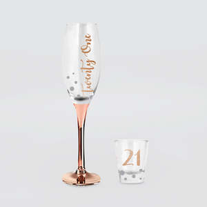 Cocktail Bar Accessories: 21st Rose Gold Champ Shot Set