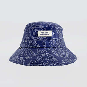 Hats Gloves Socks: Bucket Hat - 'Blue Koru'