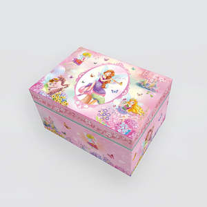 Jewellery Trinket: Rectangle Music Box - 'Fairy Pink'