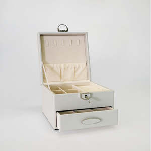 Lockable Jewellery Box With Drawers - Grey