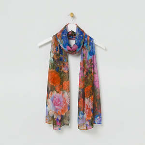 Scarves Bandanas: Pink Floral Chiffon Scarf