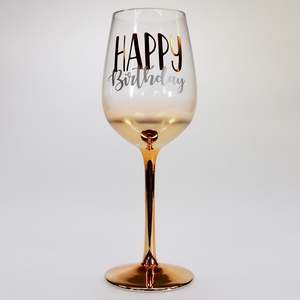 Wine Accessories: Gold Ombre 'Happy Birthday' Wine Glass