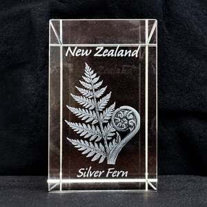 Crystal Glass: Crystal Paperweight - Silver Fern
