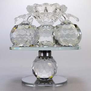 Clear Glass Apples Tealight Holder on Turnable Plate