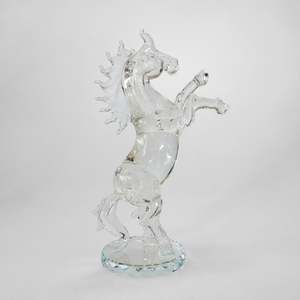 Crystal Glass: Rearing Horse Glass Sculpture - 23cm