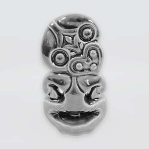 Figurines Sculptures: Silver Ceramic Tiki - 12.5cm