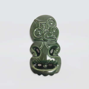 Figurines Sculptures: Green Ceramic Tikis
