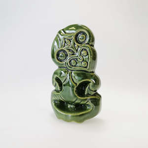 Figurines Sculptures: Green Ceramic Tiki - 12.5cm