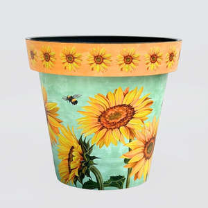 Vases Bowls: Zest Planter Pots - Bees & Sunflowers