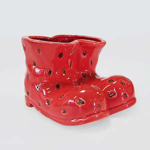 Strawberry Style Ceramic Boot Pot
