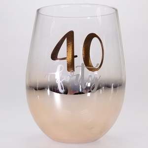 Wine Accessories: 40th Gold Ombre Stemless Wine Glass