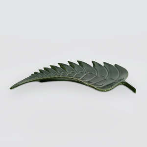 Trays Serveware: Green Ceramic Fern Platter - 30cm
