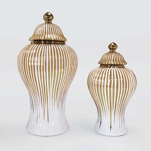 Ginger Jars - Gold Vertical Stripes