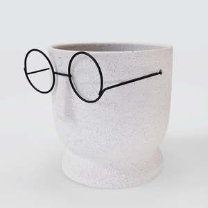 Ceramic Planter Head With Glasses