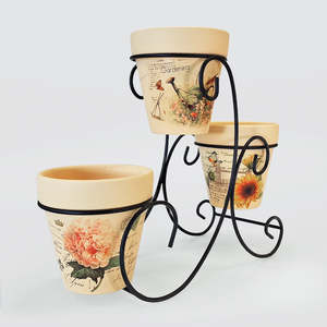 Three-Tier Planter Stand With Pots