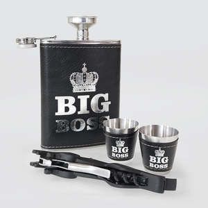 Cocktail Bar Accessories: Stainless Hip-Flask Set - Big Boss