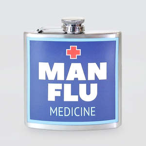 Cocktail Bar Accessories: Fun Stainless Hip-Flask - Man Flu