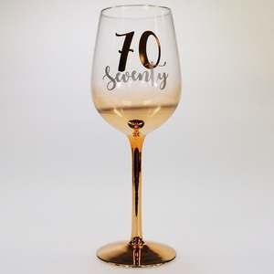 Wine Accessories: 70th Birthday Gold Ombre Wine Glass