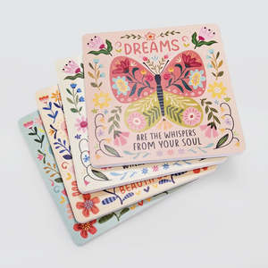 Wooden Coaster Set/4 - Bees & Butterflies