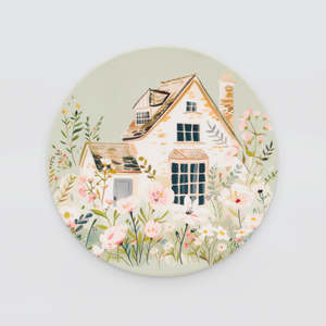 Cottage Grove - Ceramic Coaster - Green Cottage