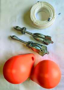 Fishing Net Combo Pack Danforth Collapsible Anchors: Flounder Net Buoy Anchor 2.5kg Combo up to 60m