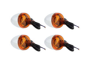 Harley Davidson: Bullet Turn Signal Kit with Amber Lens – Chrome. Fits Softail 2000-2017, Dyna 1991-2017 & Sportster 1990-2003.