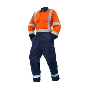 Hi Vis Clothing: ST 240gsm Polycotton Taped Overalls, Orange/Navy