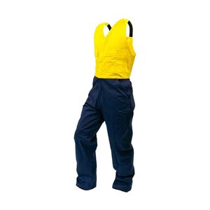 Hi Vis Clothing: 300gsm Cotton Bib Overalls, Yellow/Navy