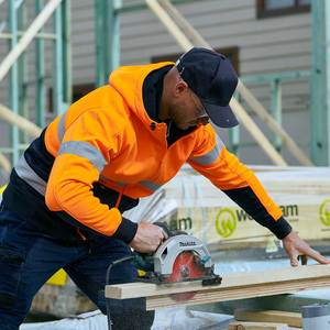 Hi Vis Clothing: Bisley Hi Vis Taped Fleece Hoodie with Sherpa Lining