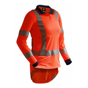 Hi Vis Polo Shirts: Caution Womens Hi Vis TTMC-W17 Long Sleeve Microfibre Polo
