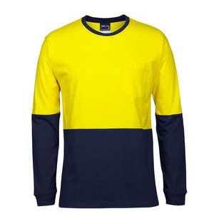 JB's Hi Vis Long Sleeve Crew Neck Cotton T-Shirt