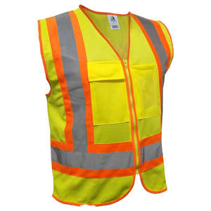 Hi Vis Vests: Caution Day/Night X-Back Safety Vest, Yellow/Orange