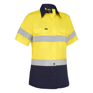 Bisley Womens Hi Vis Taped Lightweight Drill Shirt