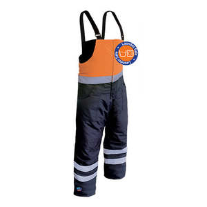 Freezer Apparel Cold Climate Workwear: IceKing Hi Vis Freezer Bib Pant, Orange/Navy