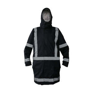 Wet Weather Gear: Caution Taped Fleece Lined Rain Jacket