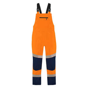 Waterproof Pants Over Trousers: Bison Stamina Hi Vis Eco Bib Taped Trouser, Orange/Navy