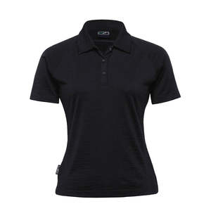 Merino Womens Short Sleeve Polo, Black