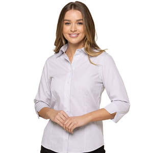 Womens Work Shirts: Guildford Women’s Square Textured 3/4 Shirt