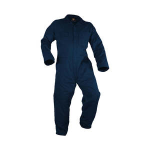Workwear Uniform: Caution Long Sleeve 100% Cotton Zip Overall, Navy
