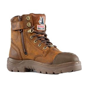 Steel Blue Argyle Zip Waterproof Safety Boot, Brown