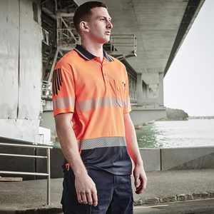 Hi Vis Clothing: Syzmik Hi Vis Flux Segmented Tape Short Sleeve Polo