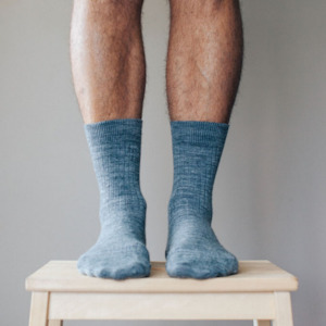 Socks: Lamington Merino Crew socks - Man Grey