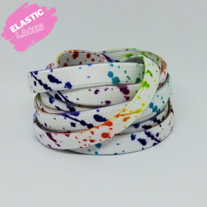 Footwear Accessories: Elastic White Paint Splash Shoelaces