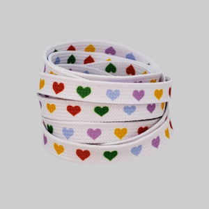 Footwear Accessories: Rainbow Heart shoelaces 140cm