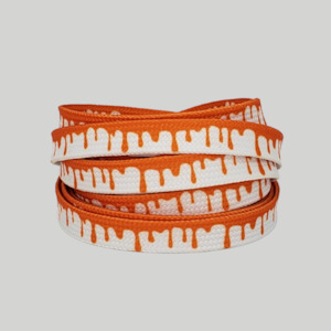 Footwear Accessories: Orange drippy drip shoelaces 120cm