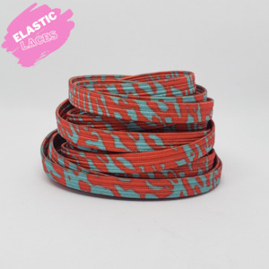 Shoe Laces: Elastic Burnt Orange & Blue Shoelaces