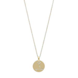 Pisces Zodiac Sign Necklace-Gold Plated-Crystal