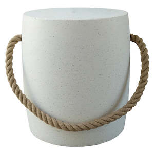 Rope Stool Round - White Terazzo